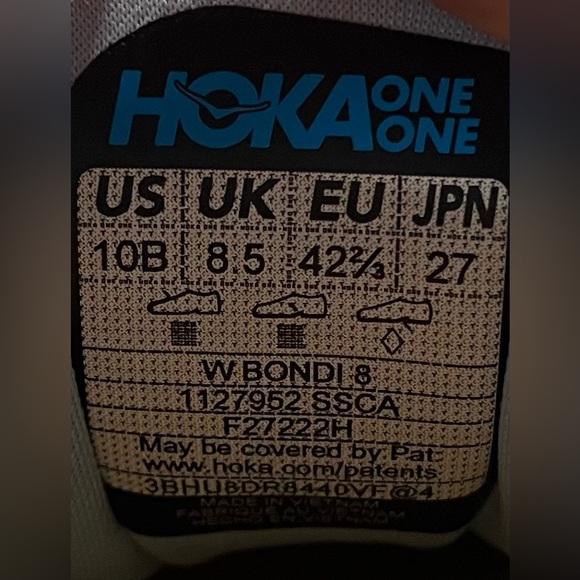 Hoka One One Bondi 8 REFLECTIVE Womens Sz 10 Running Shoes Sneakers Blue Yellow - Picture 11 of 12